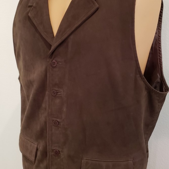 brown suede leather men's vest Siegler & Co XL - Picture 3 of 7